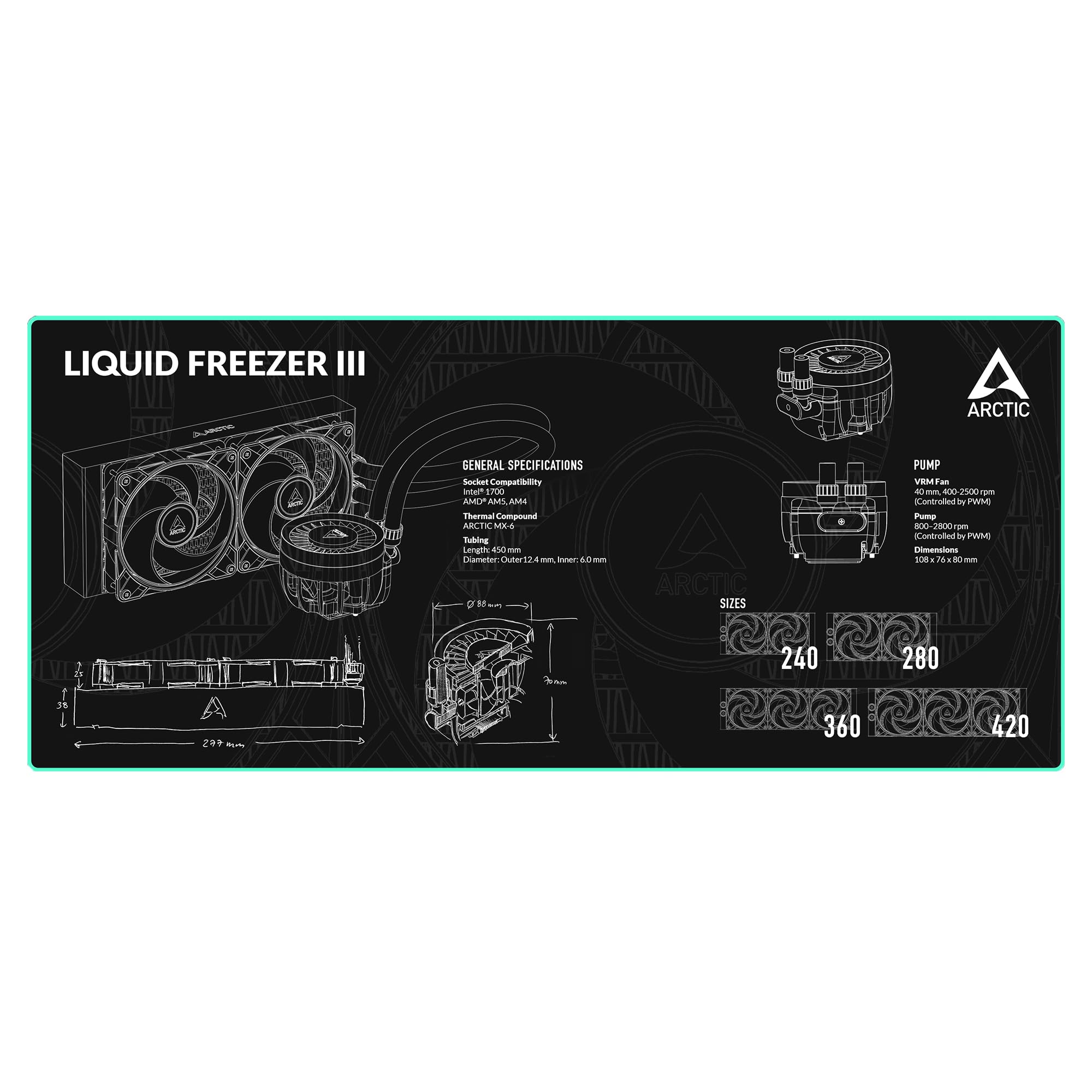 arctic-liquid-freezer-iii-mauspad-xxl-900x400-wasserabweisend image 1