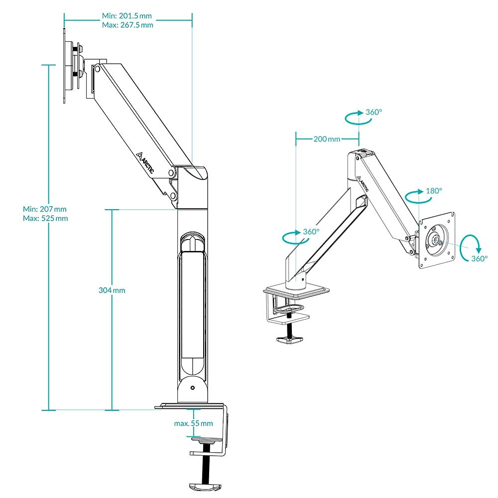 arctic-x1-3d-monitor-halterung-2er-gaslift-schwarz image 7