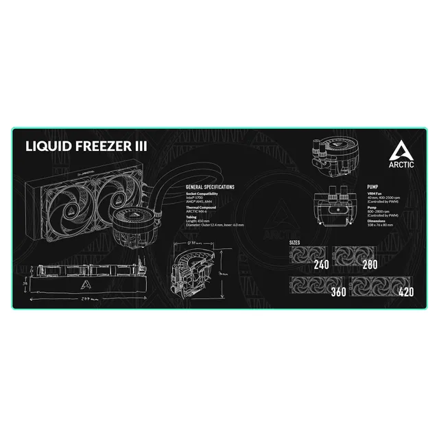 arctic-liquid-freezer-iii-mauspad-xxl-900x400-wasserabweisend image 1